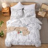 JANZAA 3pcs White Comforter Set, Soft Microfiber Bedding Plant Flowers