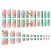 48Pcs Ombre Green French Tips Press on Toenails Long Square