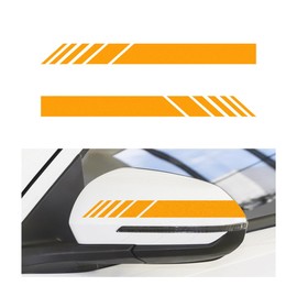 KVAEY 2 PCS Car Rear View Mirror Stickers, Automotive Anti-Collision Side Mirror Stripes Decals, Side Rear View Mirror Reflective Graphics for Vehicle, Exterior Car Accessories (Yellow)