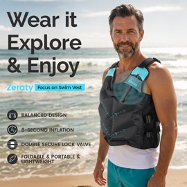 Zeraty Inflatable Snorkel Vest - Portable Snorkel Jacket for Adults 90-220 lbs, Lightweight Buoyancy Aid with Quick Inflation, Ideal for Swimming Boating Paddleboarding Water Sports