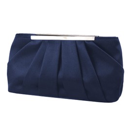 Jywmsc Women's Satin Evening Bag Elegant Satin Pleated Evening Clutch Purses for Women Silver Wedding Handbag, navy blue, Elegant