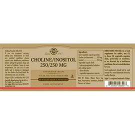 Solgar Choline 250 mg / Inositol 250 mg Vegetable Capsules - Pack of 50 - Supports Metabolising Nutrients - Improves Transport of Fat for a Clear Liver - Vegan and Gluten Free
