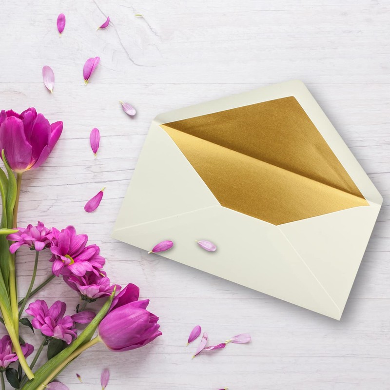 Envelopes size DIN Long, gummed, wet seal, Gold / Silver
