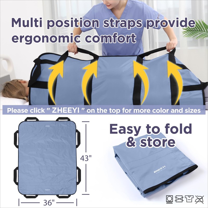 Positioning Bed Pad with Reinforced Handles 43" x 36" Patient