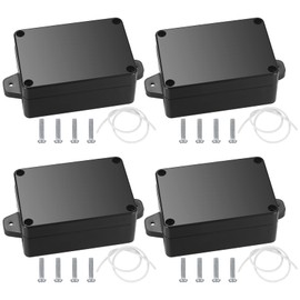 Pack of 4 Junction Boxes, Waterproof IP65, Outdoor Junction Box, Black, Electronic Project Box, Electrical Accessories, Housing Plastic, 83 x 58 x 34 mm