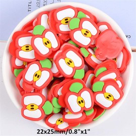 50 Pack Cute Fruit Vegetable Resin Charms Flatbacks Buttons Polymer Clay Beads for Miniature Fairy Garden Hair Accessories Jewelry Making Home Decorations(Red Apple)