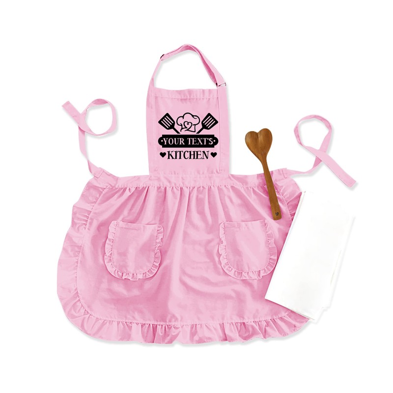 TEEAMORE Custom Ruffle Apron Your Name's Kitchen Cooking Baking Grilling
