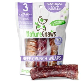 Nature Gnaws Beef Trachea Crunch Wraps for Dogs - Premium Natural Beef Bones - Long Lasting Dog Chew Treats - Rawhide Free - 5-6 Inch, 3 Count (Pack of 1)