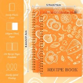 snootion Recipe Book to Write in Your Own Recipes, A5(5.8" x 8.6") Personal Blank Recipe Notebook, Recipe Journal Book With Spiral Twin-Wire Binding,100gsm thick Paper (Orange)