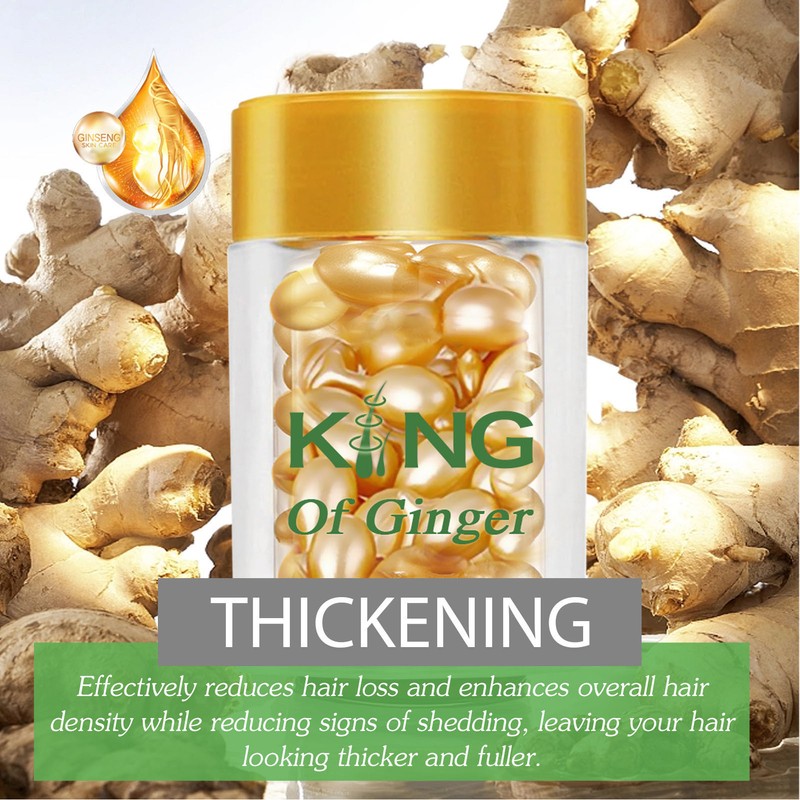 60pcs Ginger Hair Capsules Strengthen Deep Moisturizing Nourishing Prevent Hair