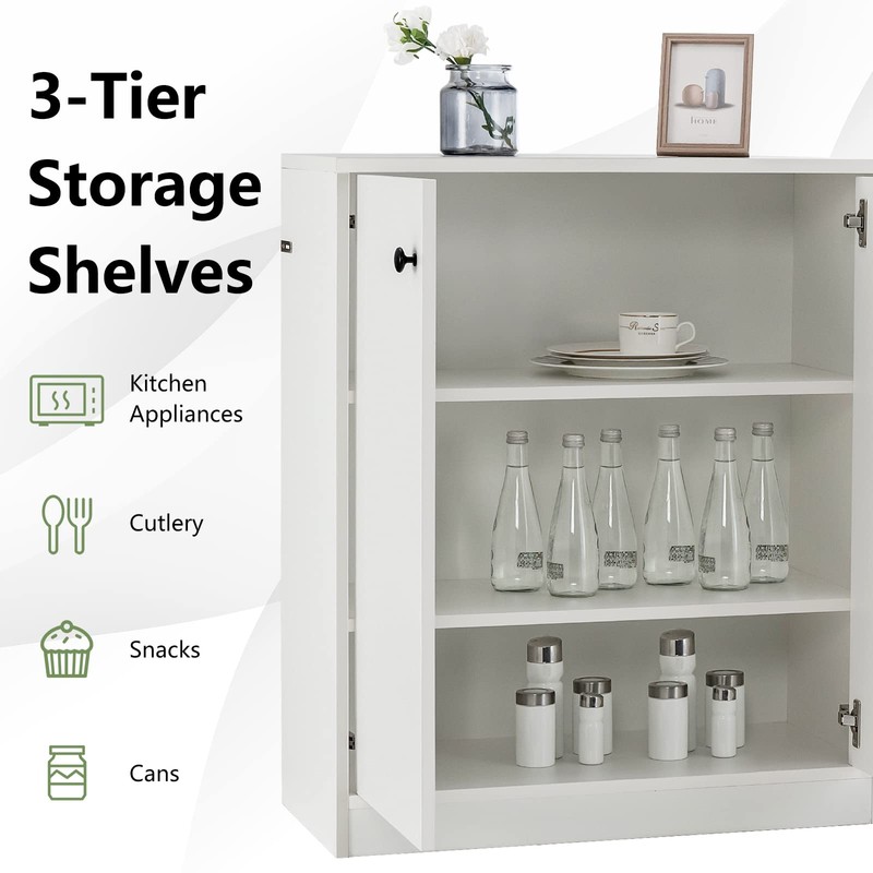 GRAFFY Floor Storage Cabinet, White
