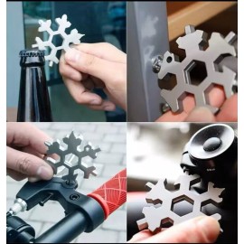 COLORCASA EDC 18in1 Snowflake Multi Tool Portable Stainless Steel Snowflake Bottle Open ,!