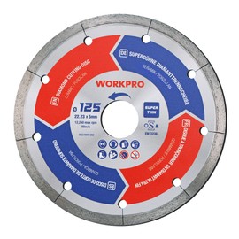 WORKPRO Professional Diamond Cutting Discs 125 mm x 22.23 mm, 1.2 mm Super Thin Diamond Disc for Dry and Wet Cutting of Ceramics and Tiles, Compatible with Angle Grinders