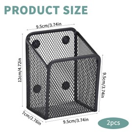 DHSWNNG Pack of 2 Magnetic Storage Basket, Magnetic Storage Basket, Metal Mesh Magnetic Desk Organiser, Magnetic Pen Holder, Magnetic for Locker Accessories