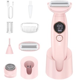 Brich Women's Electric Razor in Pink: Professional Bikini Razor Women's Intimate Area for Gentle Hair Removal of Bikini Zone, Armpits, Legs, IPX7 Waterproof, USB Charging, Wet/Dry Pink