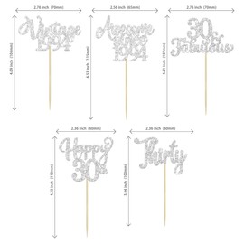 30 piezas de adornos para cupcakes de feliz 30 cumpleaños con purpurina, treinta púas de cupcakes clásico de 1994, vítores a 30 fabulosas decoraciones para pasteles para 30 cumpleaños, boda,