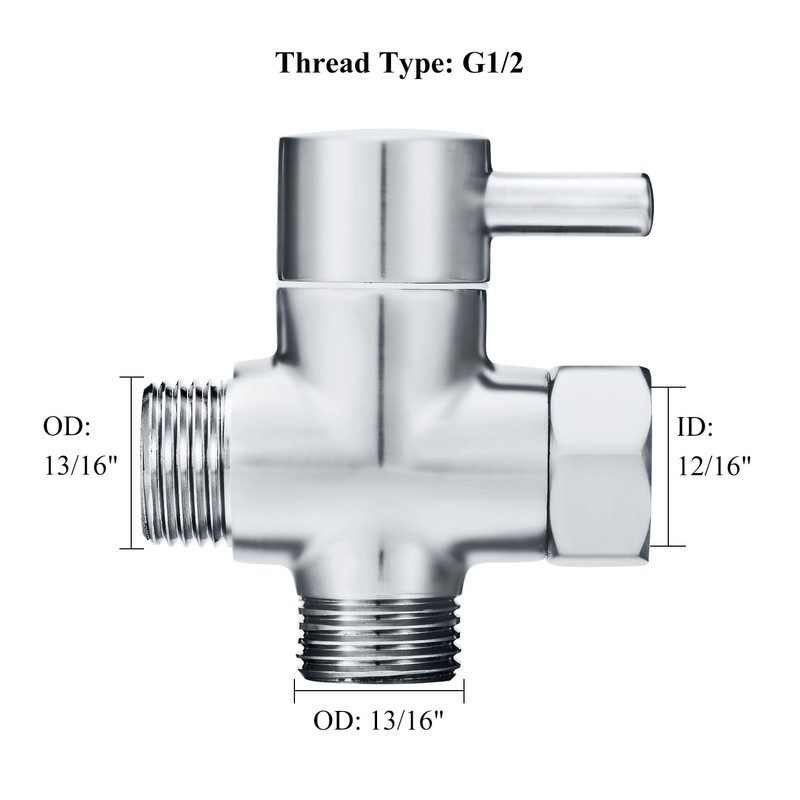 Sneatup Solid Brass 3-way G1/2 Shower Diverter Chrome Plating
