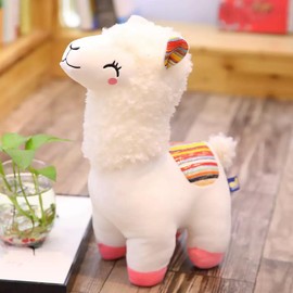 YUKOUQIAN Llama Stuffed Animal Cute Alpaca Plush Toy 10 inch for Girls Boys(alcapa yinghua White)