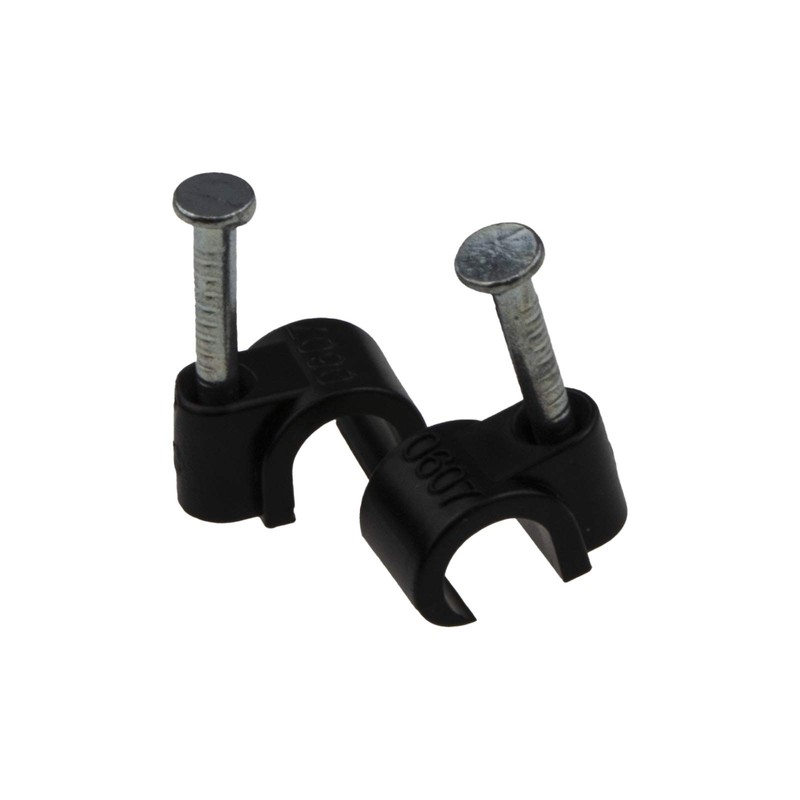 kenable Round Black 6mm to 7mm Cable Clips Secure Fastenings