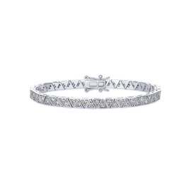 PAVOI Rhodium Plated Simulated Diamonds Bezel Set Tennis Bracelets for Women - Cubic Zirconia Stones Trillion Statement Bride Gold Bracelet Stack - Size 6.5"