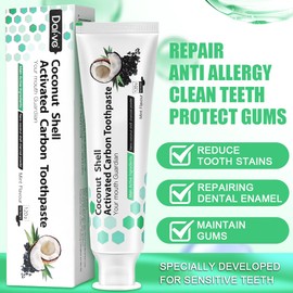 AOOSU Toothpaste Activated Carbon Coconut 2-Pack 120g for Enamel Protection, Fluoride-Free Formula with Gentle Mint, Enamel Protection and Tooth Strengthening for Sensitive Teeth Fresh Breath