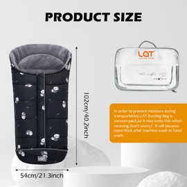 LAT Baby Warm Bunting Bag Universal,Stroller Sleeping Bag Cold Weather,Waterproof Toddler Footmuff(Basic,Black Panda)