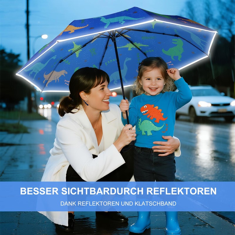 MorLuks Children's Reflective, Pocket Umbrella with Reflective Band, Children's Umbrella