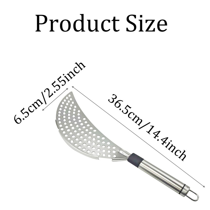 Crescent Pot Strainer Stainless Steel Handheld, Versatile Kitchen Tool for