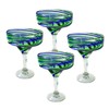 Margarita glasses - Hand blown Mexican glass, set of 4,