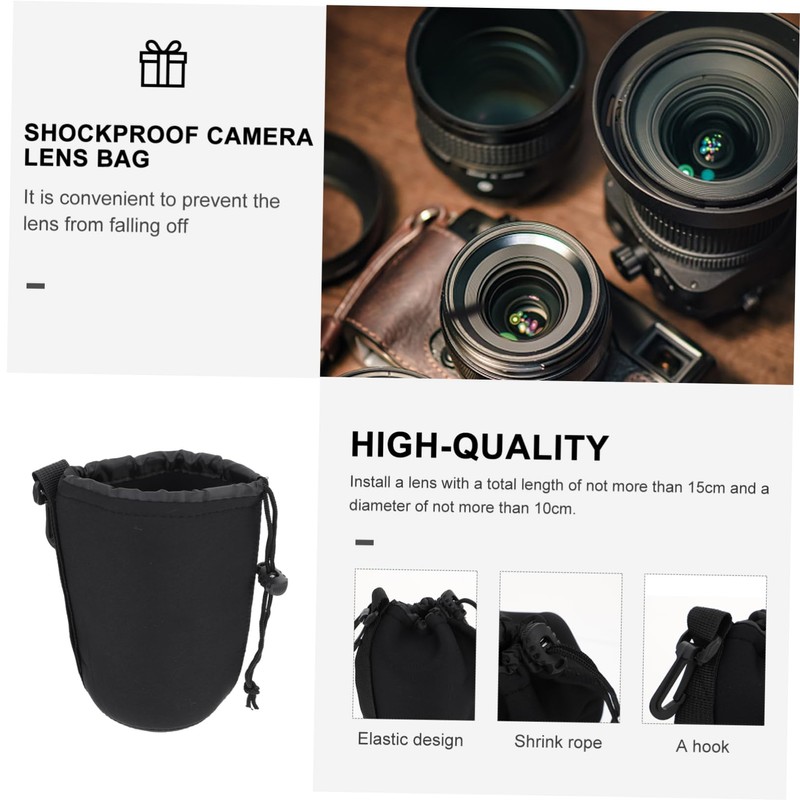 OSALADI 4pcs Neoprene Camera Lens Pouch Protective Case for Drawstring
