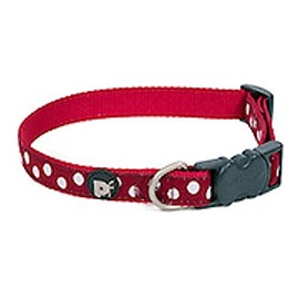 Petface White Dots Print Dog Collar, Small, Cherry