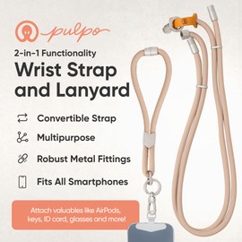 Pulpo 2 in 1 Anti Theft Phone Lanyard and Wrist Strap for iPhone and Android, Adjustable Cell Phone Leash and Universal Tether, Hands Free Strap for Travel Running and Everyday Use, Dusty Pink