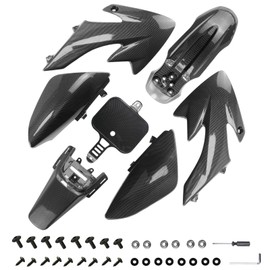 PRO BAT 7 PCs CRF50 Plastic Carbon Fiber Fender Kit XR50 Fairing Fender Kit Motorcycle Complete Fender Fairing Body Work Kit Fit for CRF 50 XR 50 SDG SSR 107 110 125 Pit Dirt Bike, Black
