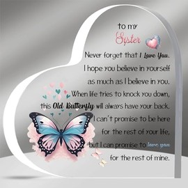 Sister Inspirational Gifts Acrylic Plaques My Girl Graduation Gift Women Birthday Christmas Appreciate Cute Butterfly Signs for Her Best Go to University Encourage Souvenirs from Sis Brother