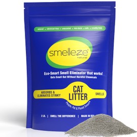SMELLEZE Natural Cat Litter Deodorizer and Litter Box Odor Eliminator Additive for Strong Smells Unscented Kitty Litter Smell Control Safe Long-Lasting Granules for Multi Cat Homes 2 lb