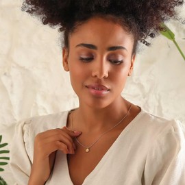 Qyalie Dainty Gold Flower Necklace for Women Birthflower Birthstone 14K Gold Plated necklaces Trendy Zircon Birthday for Women Gold Jewelry(April-Daisy)