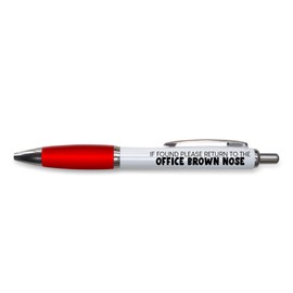Tongue in Peach Funny Novelty Push Pen Gift | Ballpoint Pens Colleague Leaving Work Present | If Found Return - Office Brown Nose | Funny Stationary | RED PP41