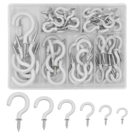 Qxsuse Screw Hook Set, 70 Pieces Ceiling Hooks for Screws, Hook Screws, for Hanging Keys, Cups, Flower Pots