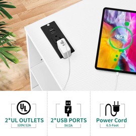 YITAHOME File Cabinet with Charging Station, 3 Drawer Mobile Filing Cabinet with Lock, Printer Stand with Storage for Home Office,White