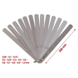 KS Tools 300.0618 Piston tolerance gauge, 13 blades, 0,05-1mm, 200mm