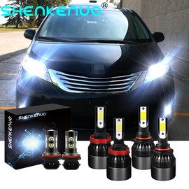 SHENKENUO For Toyota Sienna 2011-2018 C9 LED Headlight Hi Lo Beam Fog Light White Bulb Kit
