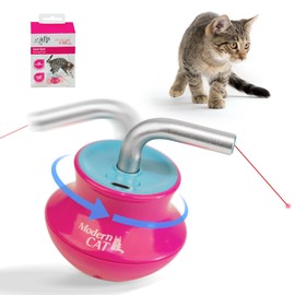 Cat Laser Pointer Toy for Bored Indoor Adult Cats, Automatic Interactive Cat Toy, 360° Laser Rotation, USB Rechargeable, Wooble Base
