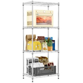 IZEUK 4 Tier Metal Wire Shelf Unit, Chrome Storage Rack Organizer for Kitchen, Bedroom, Living Room or Laundry Room, 17.7" W x 11.8" D x 41.9" H