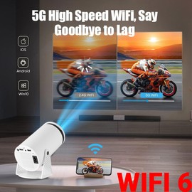 Bewinner 4K UHD Smart Small Projector, 1080P Portable Home Video Projector with 5G WiFi6 BT 5.3, Auto Correction, 260 Inch Screen Size, Home Theater for Android 11 (AU Plug 100‑240V)