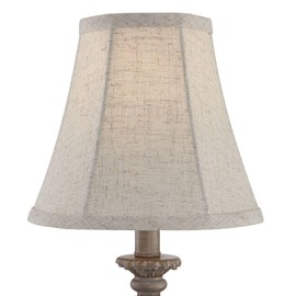 Regency Hill Cali Traditional Vintage Accent Table Lamps 19" High Set of 2 Antique Beige Off-White Bell Shade Candlestick for Living Room Bedroom House Bedside Nightstand Home Office Family