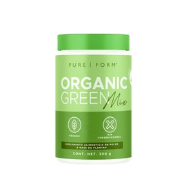 Pure Form Organic Green Mix – Suplemento Vegano en Polvo a base de Frutas y Verduras Orgánicas | Con Probióticos ProbioSEB Trio y Enzimas | Green Blend | 300 gramos | 60 porciones
