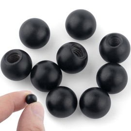 YALOJE 10pcs M4 x 9 mm Thread Cap Knob, Plain Carbon Steel Cap Screw Cover, Decorative Screw Caps Cover for Light Fixture Fastening, Black Ball Knob Caps for Lamp Decoration, DIY Crafts