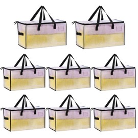 VENO 8 Pack Moving Bags, Comforter and Blanket Storage Bags for Closet, Moving Boxes, Boxes with Lids Alternative, College Dorm Packing Supplies, Foldable Heavy-Duty Tote with Window (Clear, 8 Pack)