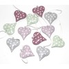 LB H&F 12 x Hanging Hearts Decorative Hangers Metal Colourful