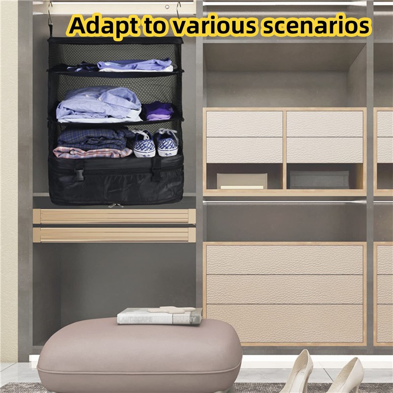 Jaugufiy Multi-layer Hanging Closet Storage Bag Hanging Travel Shelves Suitcase